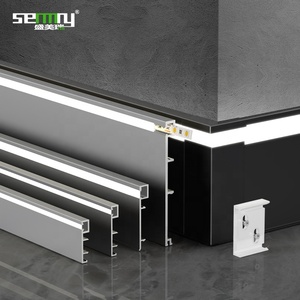 Thiết kế mới 60mm 80mm 100mm Sàn Nhôm ván chân tường với khe cắm tường bảo vệ cơ sở phụ kiện sàn - Product Image 4