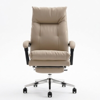 Chaise de bureau confortable en cuir, chaise de direction à dossier haut inclinable avec repose-pieds pour le bureau du directeur général