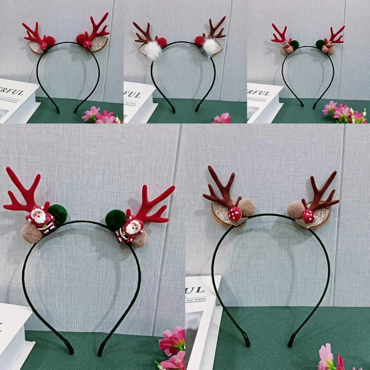 Christmas Decorations Santa Antler Hair Clips Hair Hoop Hairband Christmas Headband For Children Girl Hair Accessories Gift