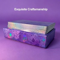 Cartes de tarot personnalisées avec pellicule holographique, laminage laser galaxie, jeu d'oracle OEM, bord doré