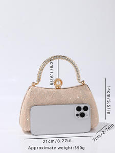 2026 New Arrival Luxury Women's Polyester Sequin Classic <b>Evening</b> <b>Bag</b> Fashionable Golden Chain Magnetic Closure - Product Image 5