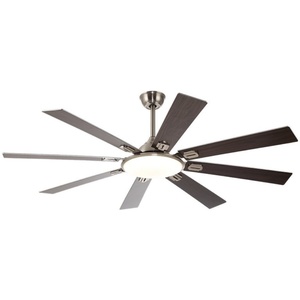 Ventilador de techo decorativo de 63 pulgadas con aspas de madera contrachapada, motor de corriente continua, luces y control remoto. - Product Image 1
