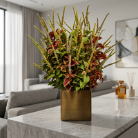 Arrangement de plantes artificielles de luxe en herbe de coleus, centre de table réaliste en feuillage rouge et vert brossé pour une décoration moderne