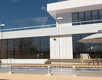 Neues Design Schwarz Spiegelpolierte Glasgeländerhalterung mit Rundem Quadratischem Anschluss für Balkon-Treppengeländer-System