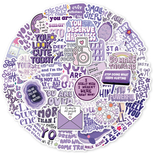 50 Uds. Pegatinas de grafiti de texto inspirador de Color púrpura para decoración de botellas de libros pegatina de <span class=keywords><strong>frases</strong></span> positivas - Product Image 2