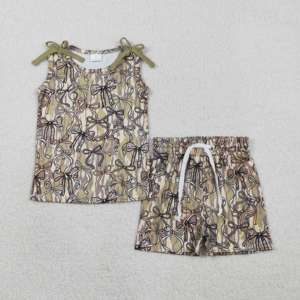 GLP3168 RTS Ensemble décontracté à manches longues pour petite fille, imprimé fleurs vertes, fermeture éclair, tenue pour enfants, vente en gros, toutes saisons - Product Image 6
