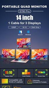 Nuevo Monitor Portátil 2026 con 3 Pantallas, Monitor Cuádruple de <span class=keywords><strong>14</strong></span> Pulgadas Compatible con Portátiles de 12-17.3 Pulgadas con Sistema Operativo Windows/<span class=keywords><strong>Mac</strong></span> (M1 <span class=keywords><strong>M2</strong></span> M3 M4) - Product Image 2