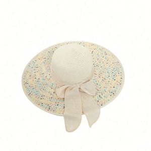 Chapeau de paille pour femme, chapeau de soleil d'été, mode, protection solaire, large bord, protection UV, pliable, chapeau de plage - Product Image 6