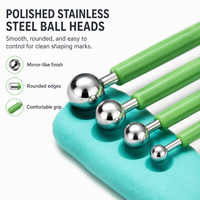 Ensemble de 4 outils de modelage à bille pour pâte polymère et poterie, 8 tailles de billes en acier inoxydable, 7 options de couleurs OEM