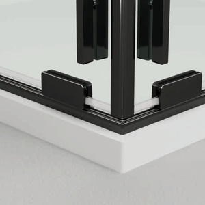 Puerta Corredera de <span class=keywords><strong>Ducha</strong></span> con Marco de Aluminio Negro y Vidrio Templado, con <span class=keywords><strong>Ruedas</strong></span> Inferiores, para Baño - Product Image 5