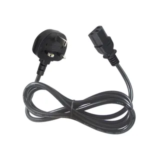 3Pin Extensão Levar 3 pinos para C13 Cabo Uk Bsi Power Plug Cord 3X0.5MM 3A Fusível