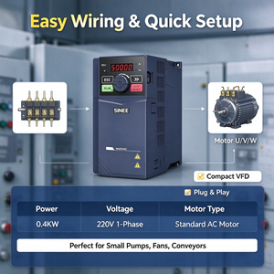 SINEE EM730-0R4-2B 0.4KW 220V ไดรฟ์ปรับความถี่เฟสเดียวสำหรับปั๊มน้ำ พัดลมลำเลียง มอเตอร์ขนาดเล็ก CE OEM - Product Image 2