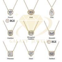 IGI Sertifikalı DEF VS Laboratuvar Elması 10k 14k 18k Altın Tektaş Elmas Bezel İşlemeli 0.3ct - 1ct Yuvarlak Elmas Kolye Ucu