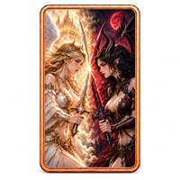 Pilier rectangulaire en cuivre pur 1 oz, thème Ange Démon Fantasy Gothique, souvenir, impression couleur UV, personnalisable OEM ODM, vente en gros