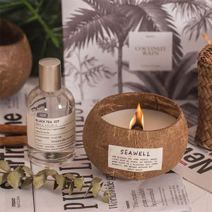 Cuencos de cáscara de coco de lujo <span class=keywords><strong>Vela</strong></span> perfumada con mecha de madera, caja de regalo de coco de San Valentín - Product Image 4