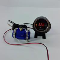 Pengukur suhu air mobil truk Digital Led bulat, pengukur suhu air Universal 2 dalam 1 + Voltmeter 12V 24V dengan Sensor 10mm