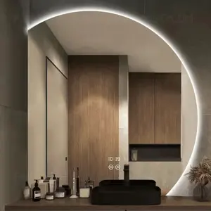 Specchio con luce LED intelligente a mezza luna, interruttore con sensore tattile, specchio da parete per bagno, decorazioni per la casa moderne
