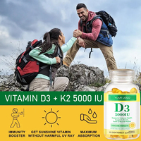 Vitamines et suppléments Softgel personnalisables pour la santé des dents et des os 5000 UI Vitamine D3 K2 Capsules avec ingrédients naturels
