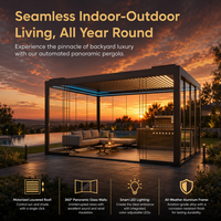 Pergola en aluminium motorisée imperméable avec lames orientables, résistante à la neige, écologique, bioclimatique pour jardin extérieur