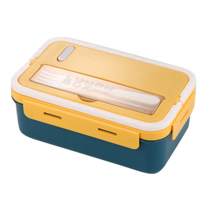 Lonchera con asa, compartimentos, apta para microondas, hermética, 1100 ml, rectangular, con tapa de plástico para preparar comidas - Product Image 3