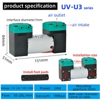 Pompe à air 12V 15L/min, petite pompe à vide à diaphragme à haute pression CC, instrument de soin de la peau à ultrasons, marine, garantie de 3 ans