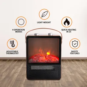 高速加熱小型屋内ポータブル自立型ミニスペースヒーター電気ストーブ暖炉暖炉電源インジケーターライト付き