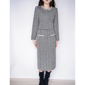 Nouvel Ensemble de Mode Boutique pour Femmes, Manteau Court Col Rond Style « Petit Parfum » et <span class=keywords><strong>Jupe</strong></span> Mi-longue – Tenue d'Automne/<span class=keywords><strong>Hiver</strong></span> - Product Image 3