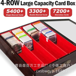 Wooden <b>Card</b> Deck Case Rectangle Brown Solid Color Standing Type Storage Box For <b>Playing</b> <b>Cards</b> Organizer - Product Image 4