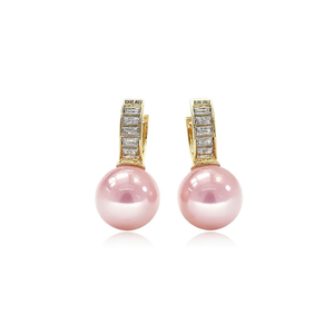 Orecchini Pendenti con Perle Coltivate Rosa Tiffany, Placcati in Oro 18K, Perle Rotonde AAA, Gioielli da Sposa Classici per Donna - Product Image 1