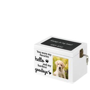 옵션 사진 디스플레이 및 이름 조각과 개 고양이 유골을위한 도매 기념 나무 애완 동물 화장 항아리 상자 - Product Image 2