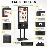 Kiosque tactile sur pied de 32 pouces, kiosque en libre-service, kiosque de commande automatique, paiement en option, imprimante, lecteur de codes-barres, caméra