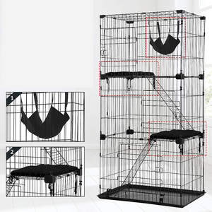 Gaiola de Metal Sólida para Gatos de 67 Polegadas com 3 Camadas, 3 Camas, 3 Portas Frontais, 2 Escadas, Prateleiras para Descanso, Rede e Canil para Furões - Product Image 4