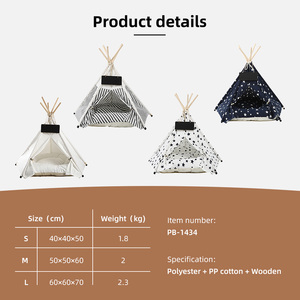 Wholesale Washable Pet Bed Pet Tent Bed Indoor Outdoor Puppies House Pet <strong>Teepee</strong> With Cushion for <strong>Dogs</strong> and Cats - Product Image 3