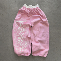 Großhandel: Personalisierte Oversize-Sweatpants für Herren mit doppeltem Bund, weitem Bein, lockerer Passform, aus schwerem 100% Baumwollfleece