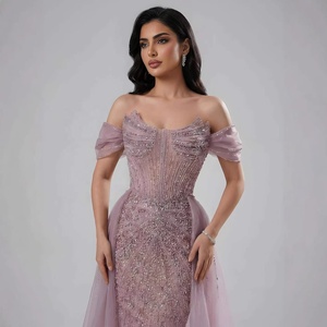 Serene Hill LA73454 Pink <strong>Off</strong> <strong>the</strong> <strong>Shoulder</strong> Beaded <strong>Corset</strong> Evening <strong>Dress</strong> with Overskirt Elegant Mermaid Formal Party Gowns - Product Image 2