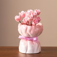 Fourchette à fruits en céramique rose en forme de rose, style moderne et minimaliste, pour la décoration de table de salon et de salle à manger, accessoire créatif pour cérémonie du thé