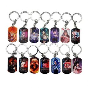 Anime Luffy Robin Wanted Cartoon Stainless Steel UV Printing Keychain Steel Key Chain Rings Backpack Pendant DIY Crafting Gifts - Product Image 1