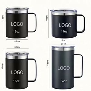Gobelet isotherme à double paroi de 12 oz avec logo personnalisé, revêtement en poudre, en acier inoxydable, pour le café, le camping, avec couvercle - Product Image 3