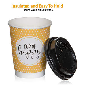 Tasse à café jetable en <span class=keywords><strong>carton</strong></span> solide à double paroi, 8oz,12oz, avec couvercle, tasses à café personnalisées - Product Image 1