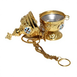 Premium Design Shiny Gold Finished <b>Oil</b> Bowl Included Hanging Chain Incense <b>Burner</b> Best Quality Home <b>Fragrance</b> <b>Oil</b> Diffuser Deco - Product Image 1