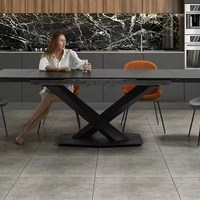 Minimalisme italien populaire dessus en céramique meubles de maison modernes pieds en métal de luxe ensemble de table à manger extensible