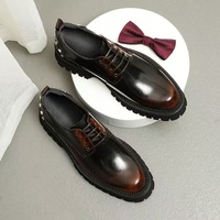 Nouvelle Tendance Chaussures Habillées en Cuir Véritable pour Hommes, Richelieu à Rivets pour Mariage