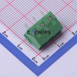 DB127V-5.08-3P-GN-S Screw Terminal Block P=5.08mm Connector ( Construction: 1x3P )( Pitch: 5.08mm )( Color: Green ) - Product Image 1