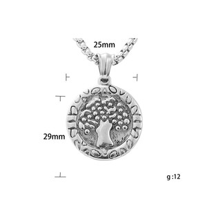 yunnique Stainless Steel <b>Tree</b> Of Life Pendant <b>Necklace</b> Men's Retro Geometric Design 19008 - Product Image 5