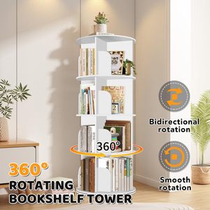 Bibliothèque tournante blanche moderne SENYU avec 4 étagères pour salon, bureau à domicile, meubles - Product Image 5
