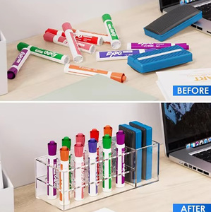 Marcador de borrado en seco acrílico magnético transparente personalizado al por mayor de fábrica para pizarras blancas - Product Image 4