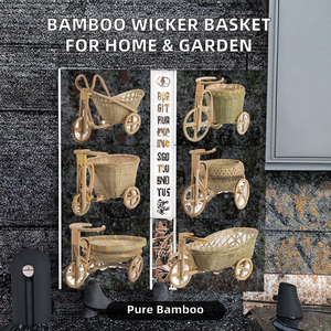 ตะกร้าจักรยานหวายไม้ไผ่ขนาดเล็ก ดีไซน์สวยงามสะดุดตา ใช้เก็บผลไม้ อาหาร ตกแต่งห้องครัว หรือใช้เป็นกระถางปลูกต้นไม้ - Product Image 2