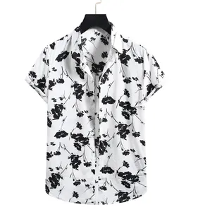 Camisas masculinas de manga curta oem/mm, camisas estampadas, floral, havaiana, viscosa, moda de alta qualidade, luxo, casual, tecido 800