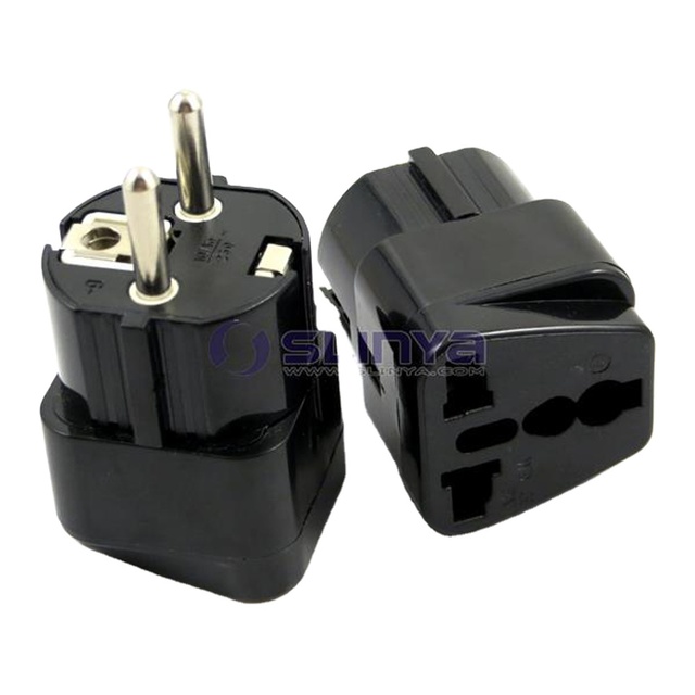 Modern Grounded Universal Schuko Plug Adapter Type E/F for Germany, France, Europe, Russia & more