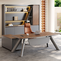Bureau de direction moderne en forme de L avec armoire de rangement, en bois, pour espace de travail exécutif